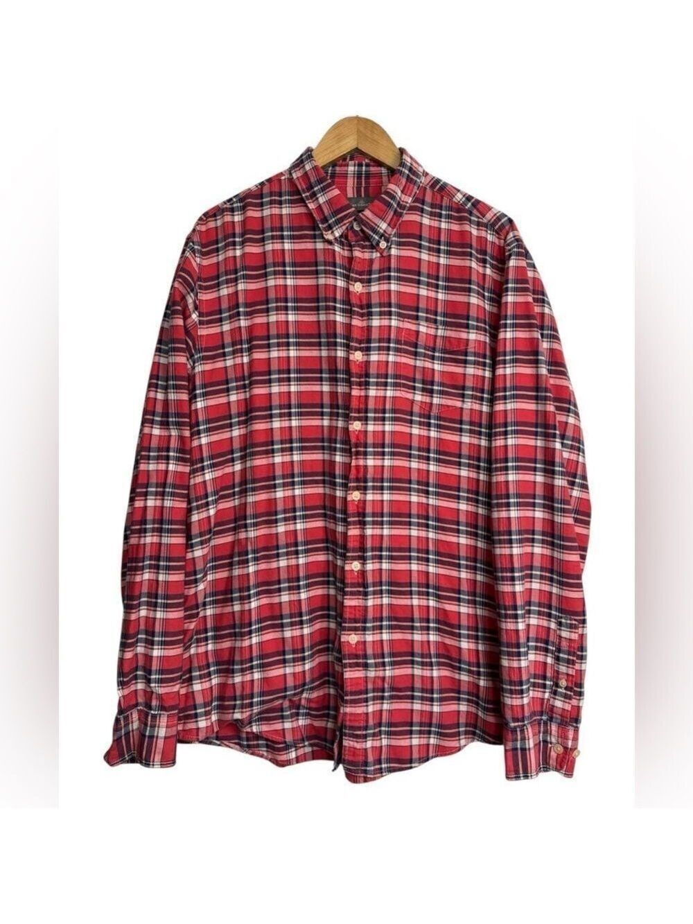 LL Bean Signature Plaid Flannel Shirt Mens Large Tall